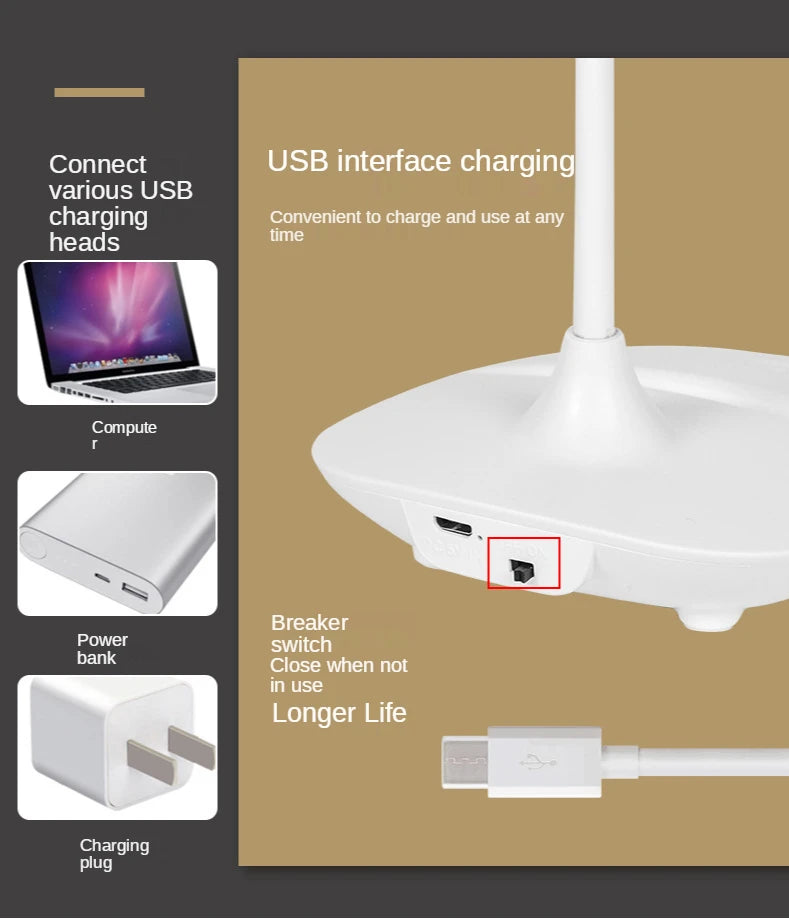 Creative folding bedroom berth lamp special students to learn the reading lamp that shield an eye USB charger plug and desk lamp