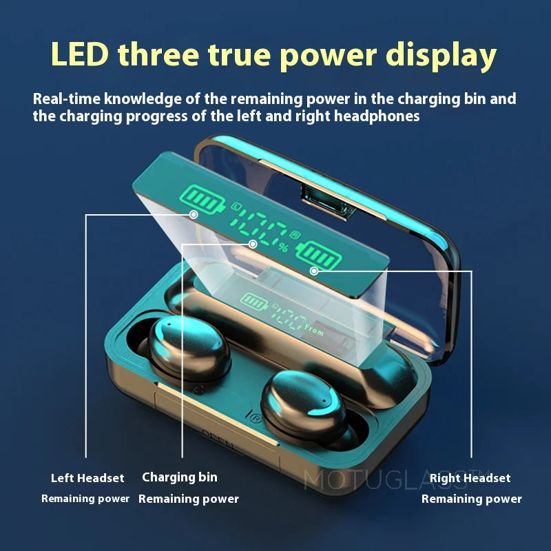 Waterproof F9 5C Wireless Bluetooth Earbuds Gaming In Ear Touch Control Headphones Noise Cancelling Deep Bass Sports Headset