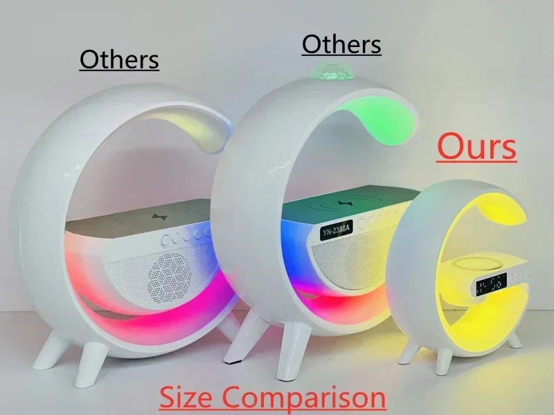 Multifunction RGB Light Bluetooth Speaker Alarm Clock 15W Wireless Charger Stand Pad For iPhone Samsung Fast Charging Station