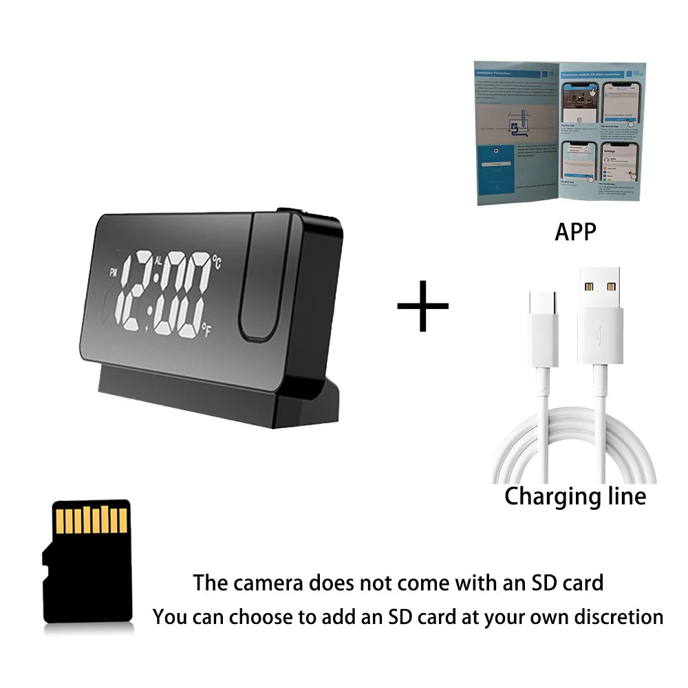 Mini HD4K clock camera, supports remote viewing, mobile detection, loop storage, home nanny style mini WIFI camera