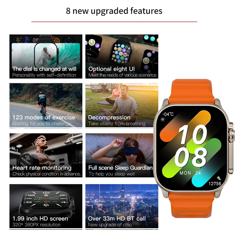 New Smart Watch 9 Ultra Gen 2 Watch Ultra IWO Watch Ultra NFC Smartwatch Series 9 Bluetooth Call 2.09 " Wireless Fitness Watch