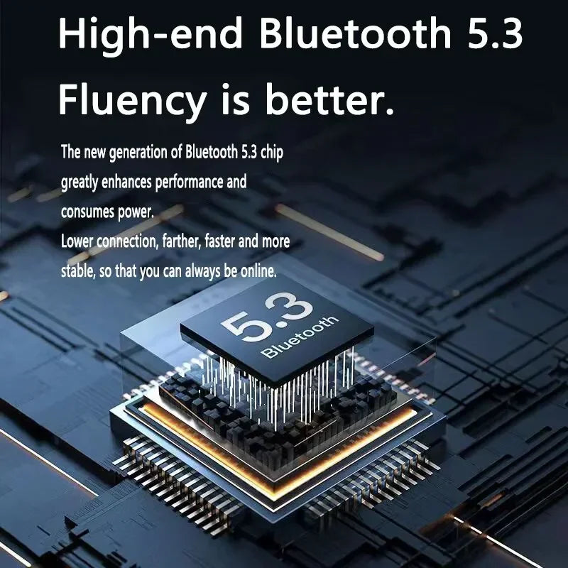 Wireless Bluetooth 5.3 Air Headset Transparent Headphones LED Power Digital Display Stereo Sound Earphones for Sports Working