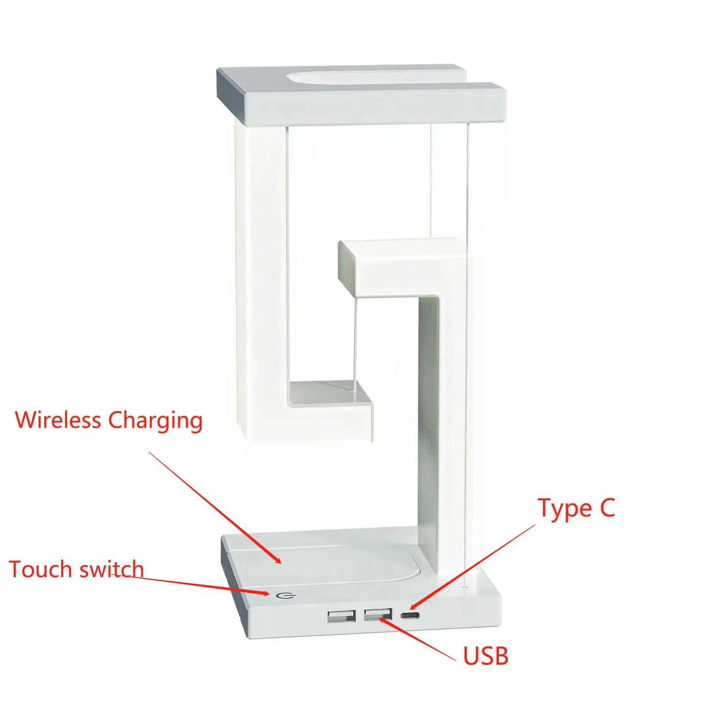 Novelty floating lamp with 10 W detachable wireless charger decorative light for bedroom/office