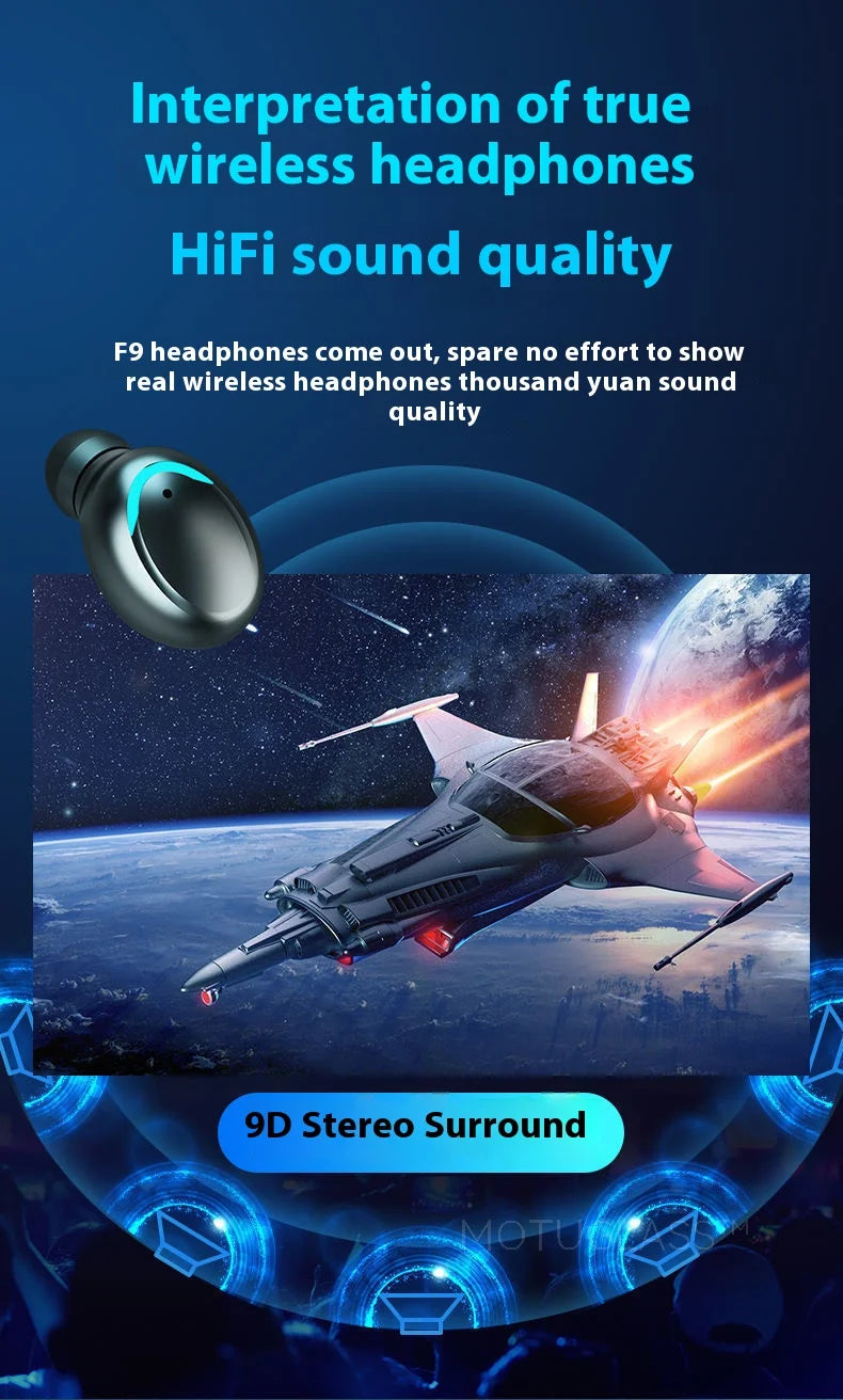 Waterproof F9 5C Wireless Bluetooth Earbuds Gaming In Ear Touch Control Headphones Noise Cancelling Deep Bass Sports Headset