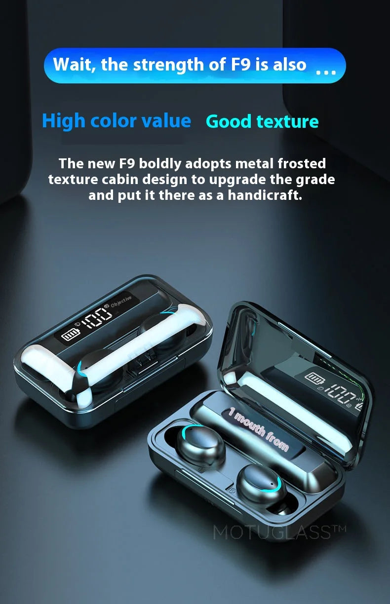 Waterproof F9 5C Wireless Bluetooth Earbuds Gaming In Ear Touch Control Headphones Noise Cancelling Deep Bass Sports Headset