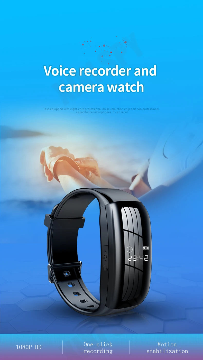 Mini camera watch 1080P HD DV Professional digital voice video recorder bracelet dictaphone small micro sound home secret