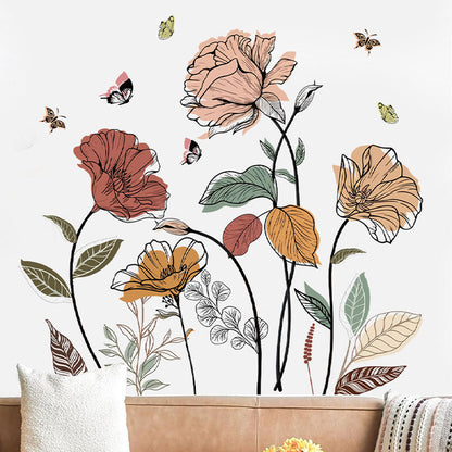 Bohemian Flower Wall Sticker Wildflower Wall Art Decoration Sticker