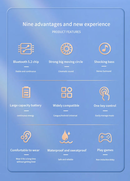 Wireless Headphones Bluetooth 5.0 Earphones With Mic Single in-Ear Sports Waterproof TWS Earbuds Bluetooth Handsfree Headset