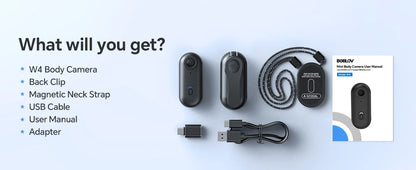 BOBLOV W4 2K Mini Body Camera Wearable 64GB Camera 360°Rotatable Clip & Magnetic Clip 800mAh Battery recording Cam For Outdoors