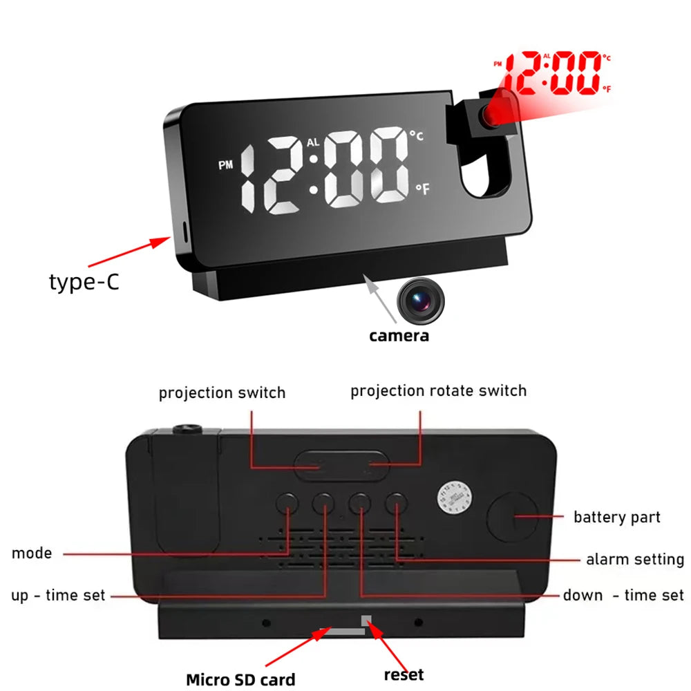 Mini HD4K clock camera, supports remote viewing, mobile detection, loop storage, home nanny style mini WIFI camera