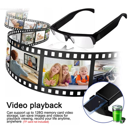 Intelligent Video Glasses, Equipped with Ultra-High Definition 4K Mini Camera, Capable of Recording Videos and Playing Music