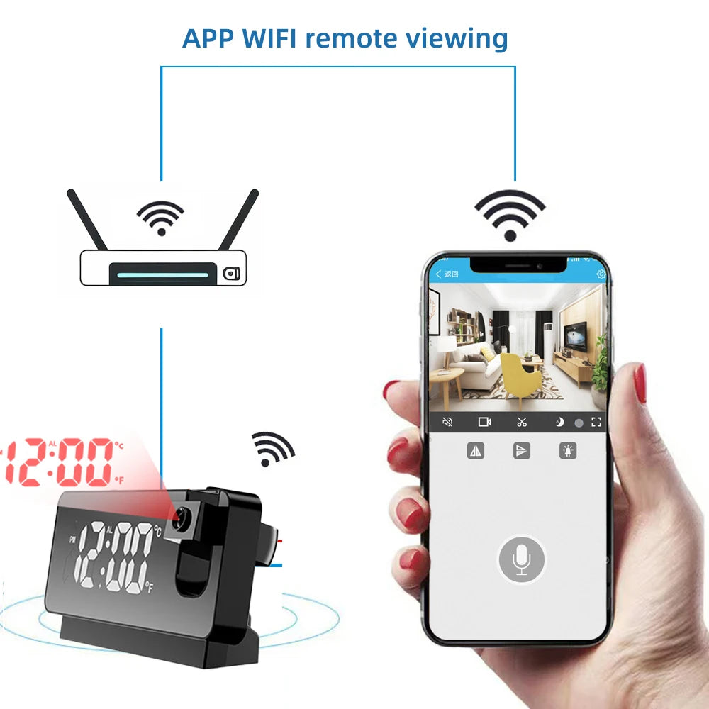 Mini HD4K clock camera, supports remote viewing, mobile detection, loop storage, home nanny style mini WIFI camera