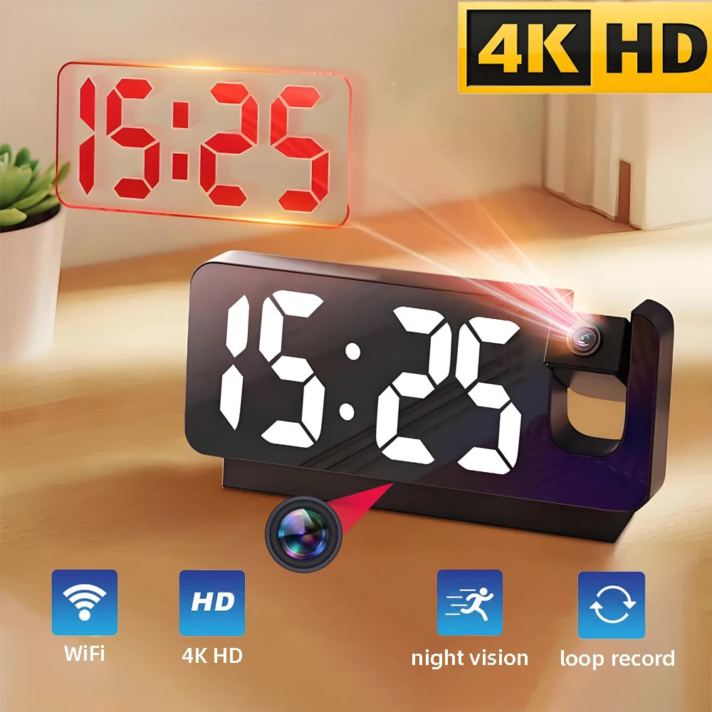 Mini HD4K clock camera, supports remote viewing, mobile detection, loop storage, home nanny style mini WIFI camera