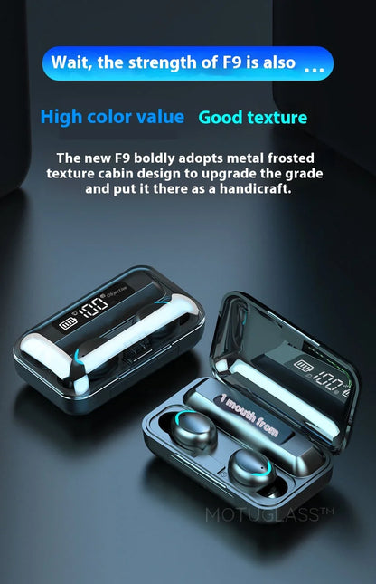 Waterproof F9 5C Wireless Bluetooth Earbuds Gaming In Ear Touch Control Headphones Noise Cancelling Deep Bass Sports Headset