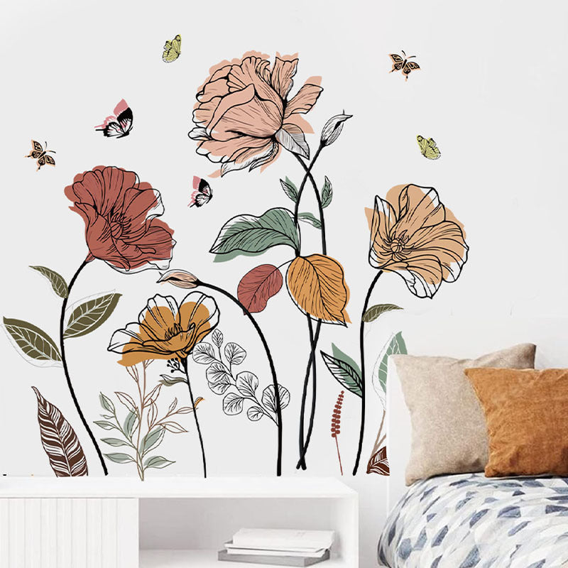 Bohemian Flower Wall Sticker Wildflower Wall Art Decoration Sticker