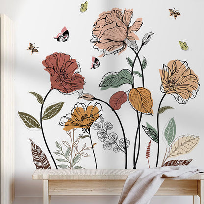 Bohemian Flower Wall Sticker Wildflower Wall Art Decoration Sticker