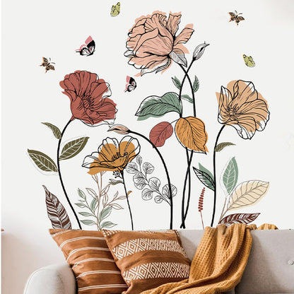 Bohemian Flower Wall Sticker Wildflower Wall Art Decoration Sticker