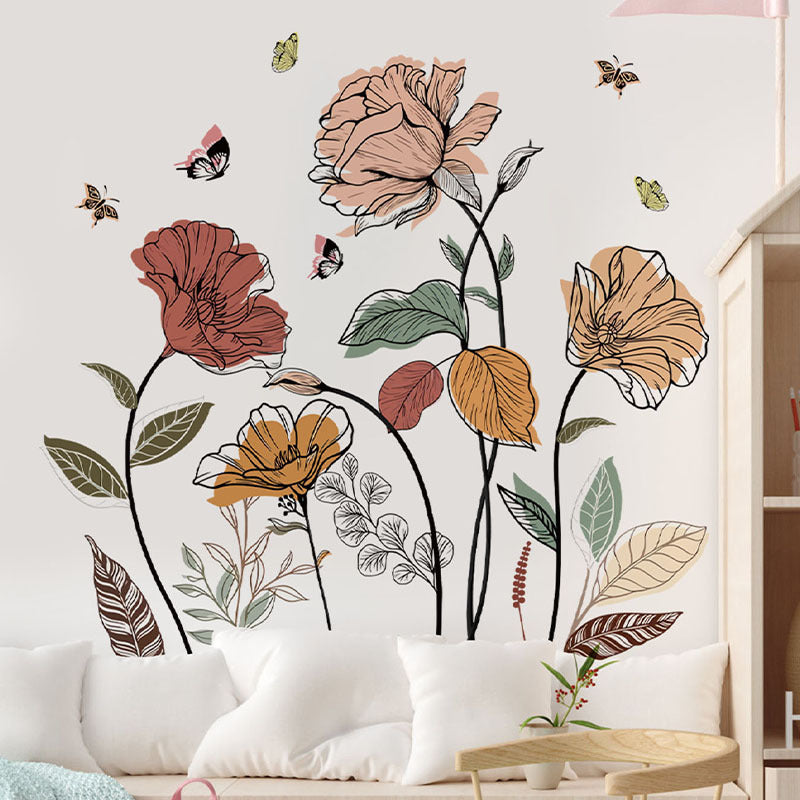 Bohemian Flower Wall Sticker Wildflower Wall Art Decoration Sticker